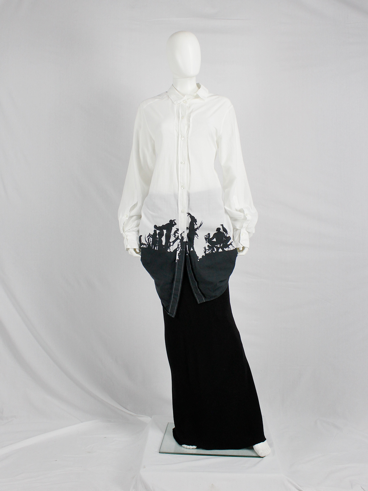 Ann Demeulemeester white draped asymmetric shirt with straps Ann Demeulemeester white draped asymmetric shirt with straps