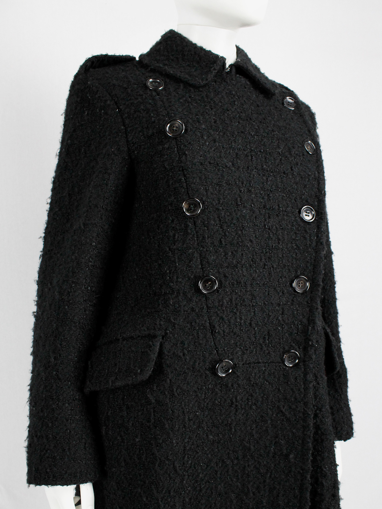 Comme des Garçons tricot black double breasted military-style coat 