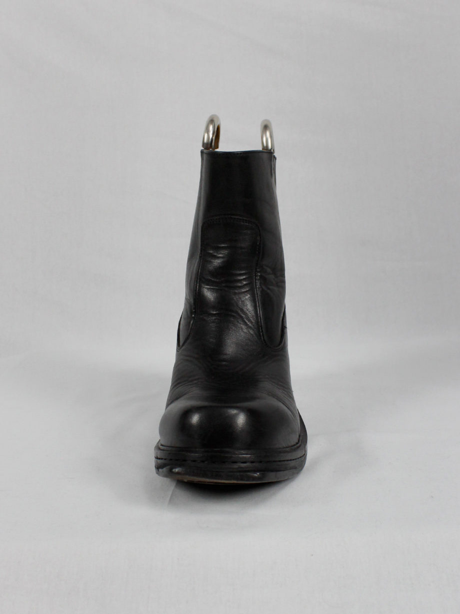 Dirk Bikkembergs black tall boots with metal slit heel and metal pulls 1990s 90s (12)