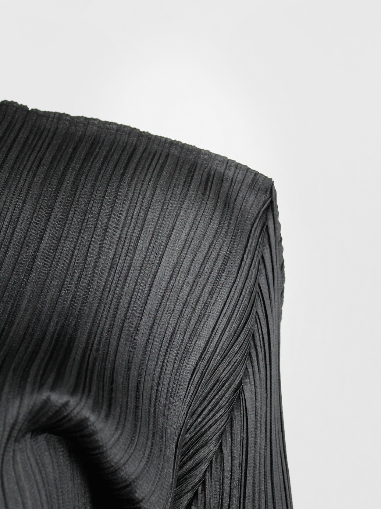 Issey Miyake Pleats Please black polo shirt with square shoulders
