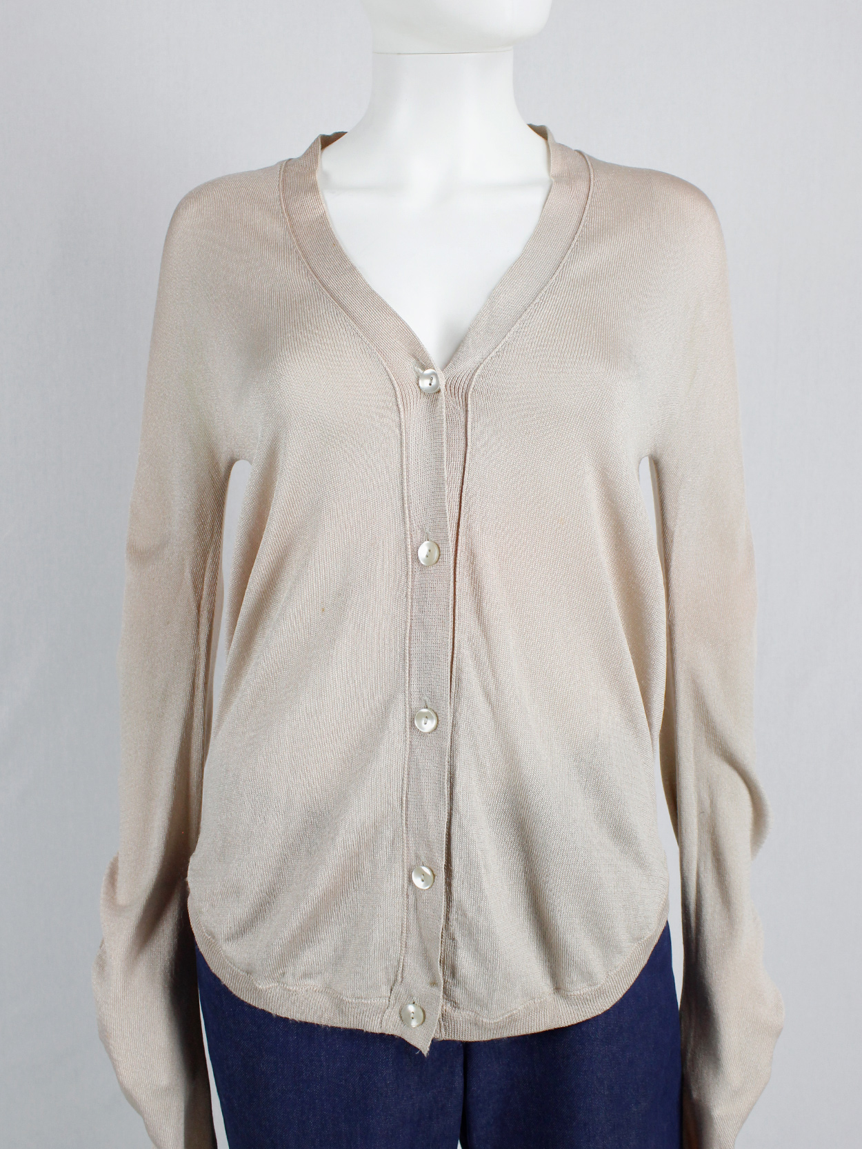 Maison Martin Margiela beige circular cardigan with twisted 