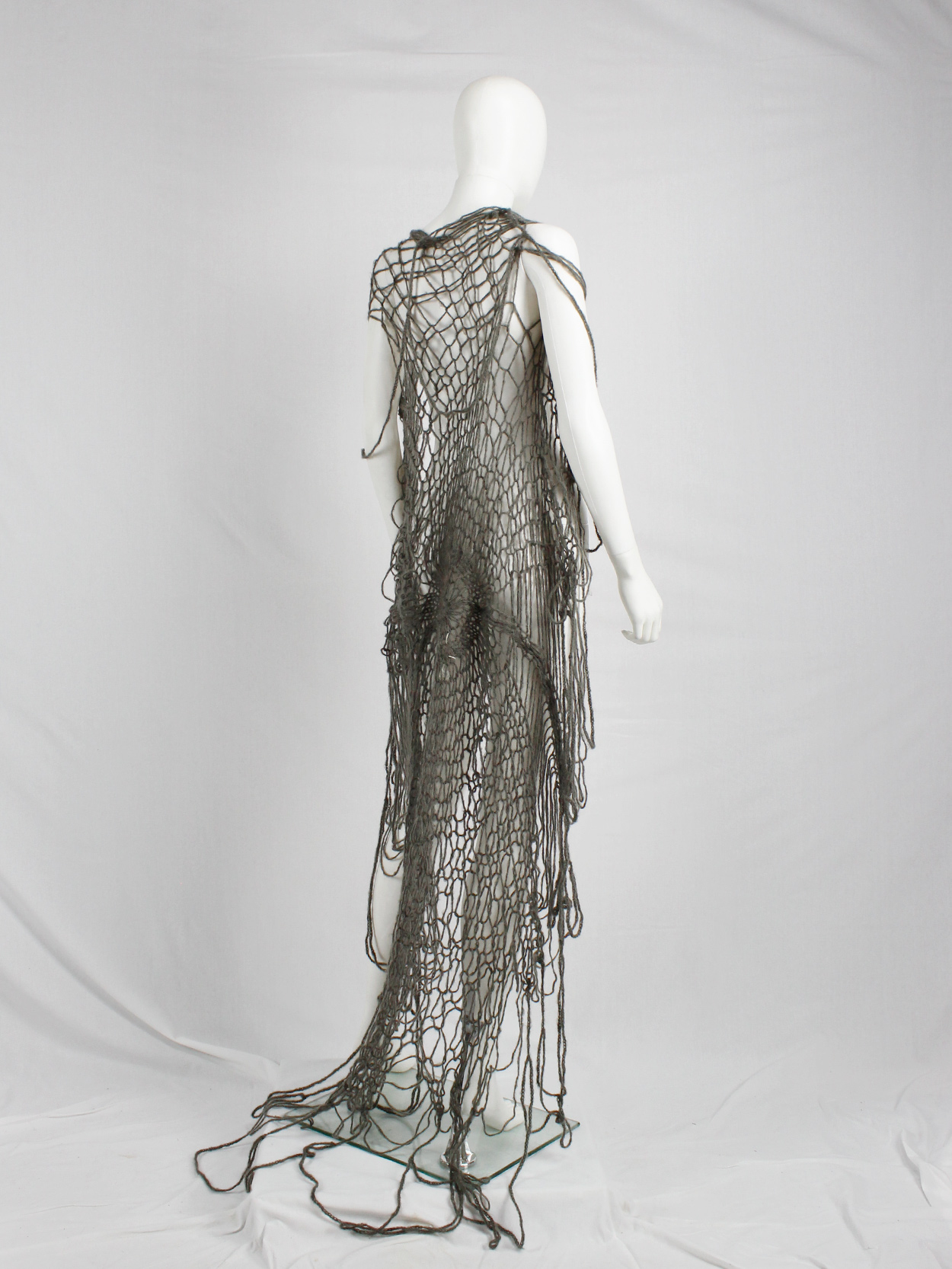 Maison Martin Margiela grey knit spiderweb maxi cardigan — fall