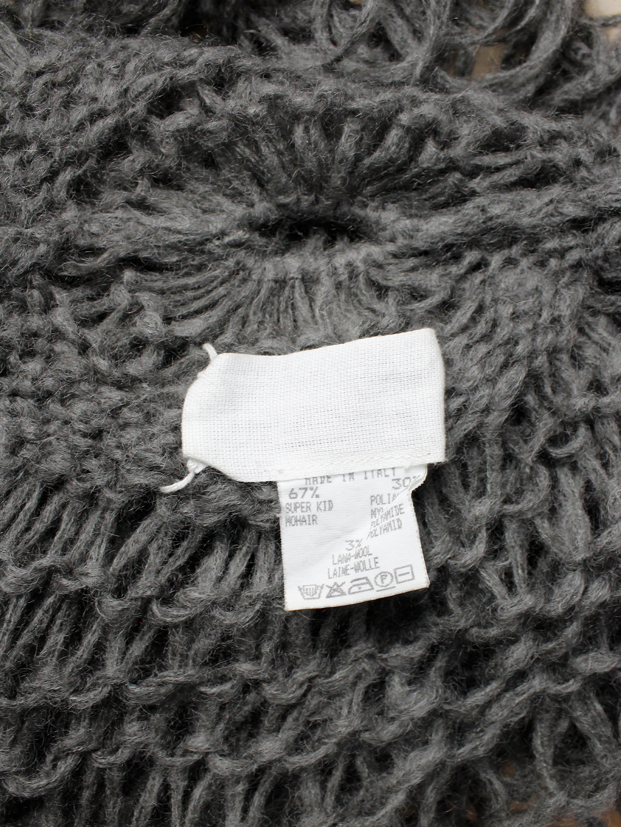 Maison Martin Margiela grey knit spiderweb maxi cardigan — fall 