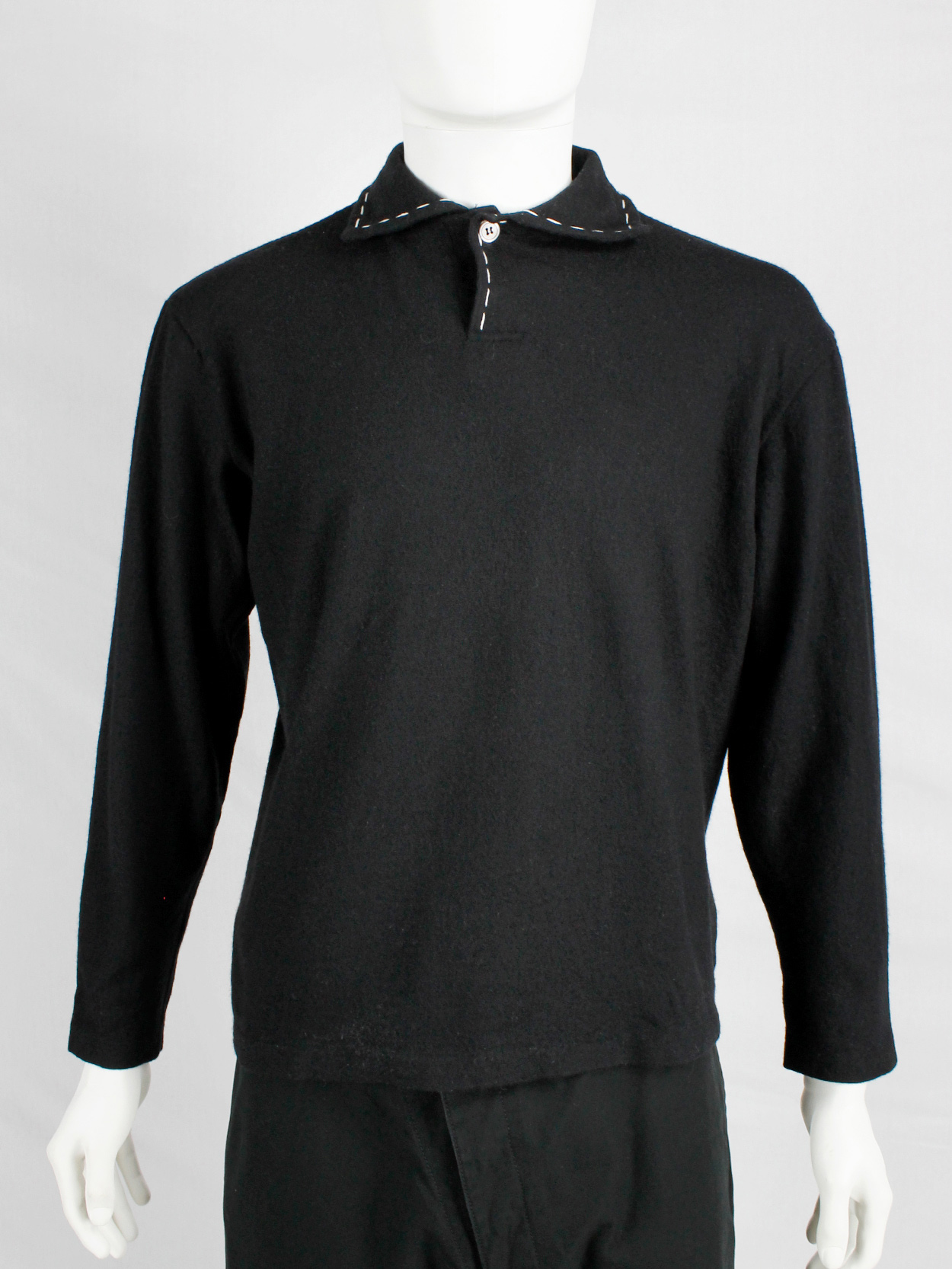 97AW★Yohji Yamamoto★90s ウール ボックスシャツ★ブラック yohji yamamoto - pour homme | ストール付き環縫いB / シャツ