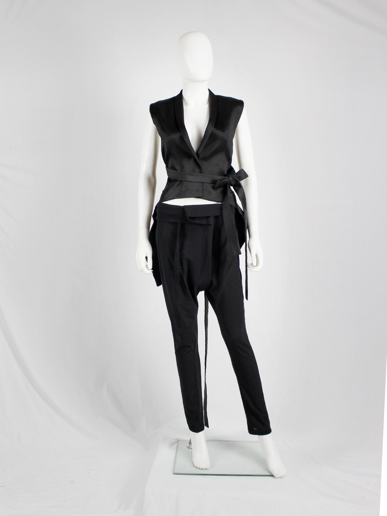 Ann Demeulemeester black harem trousers with belt strap and Ann Demeulemeester black harem trousers with belt strap and
