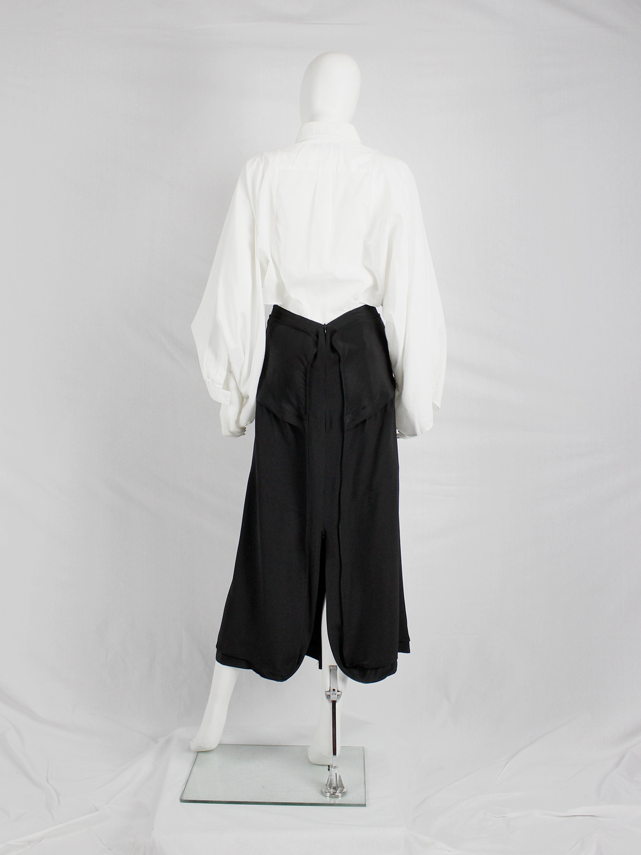 Yohji Yamamoto black maxi skirt with inserted panels and Yohji Yamamoto black maxi skirt with inserted panels and
