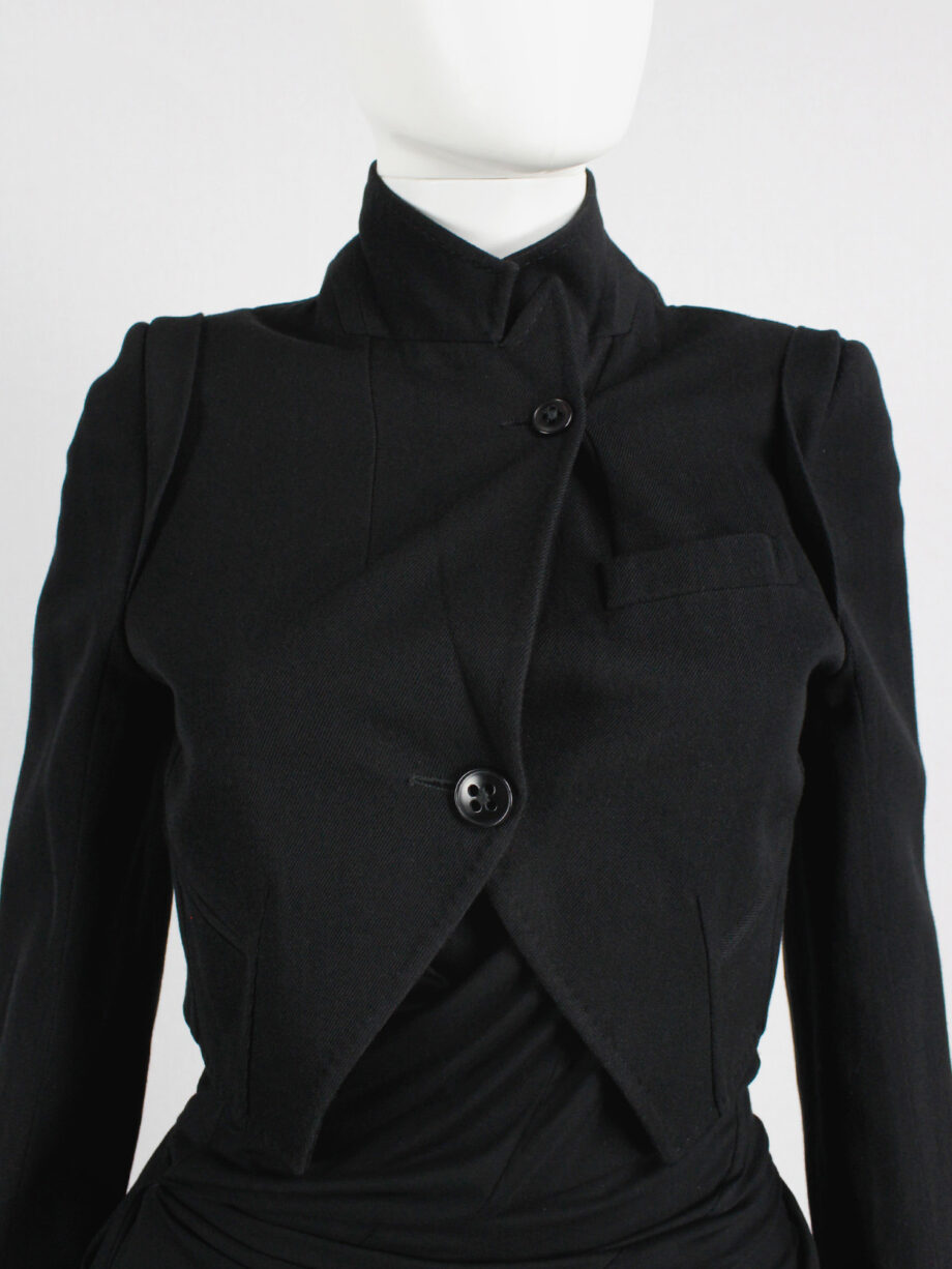 Ann Demeulemeester black cropped blazer with cutaway front — fall
