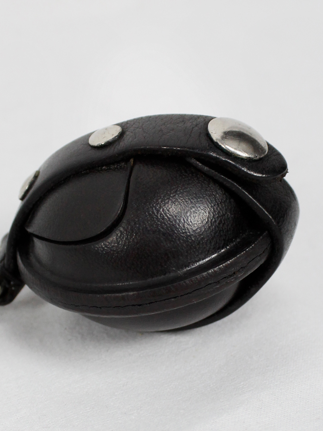 Ann Demeulemeester black leather coin pouch on a necklace 