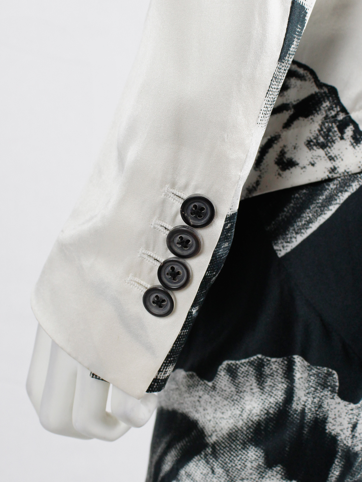 Ann Demeulemeester white asymmetric bird print jacket with inner 