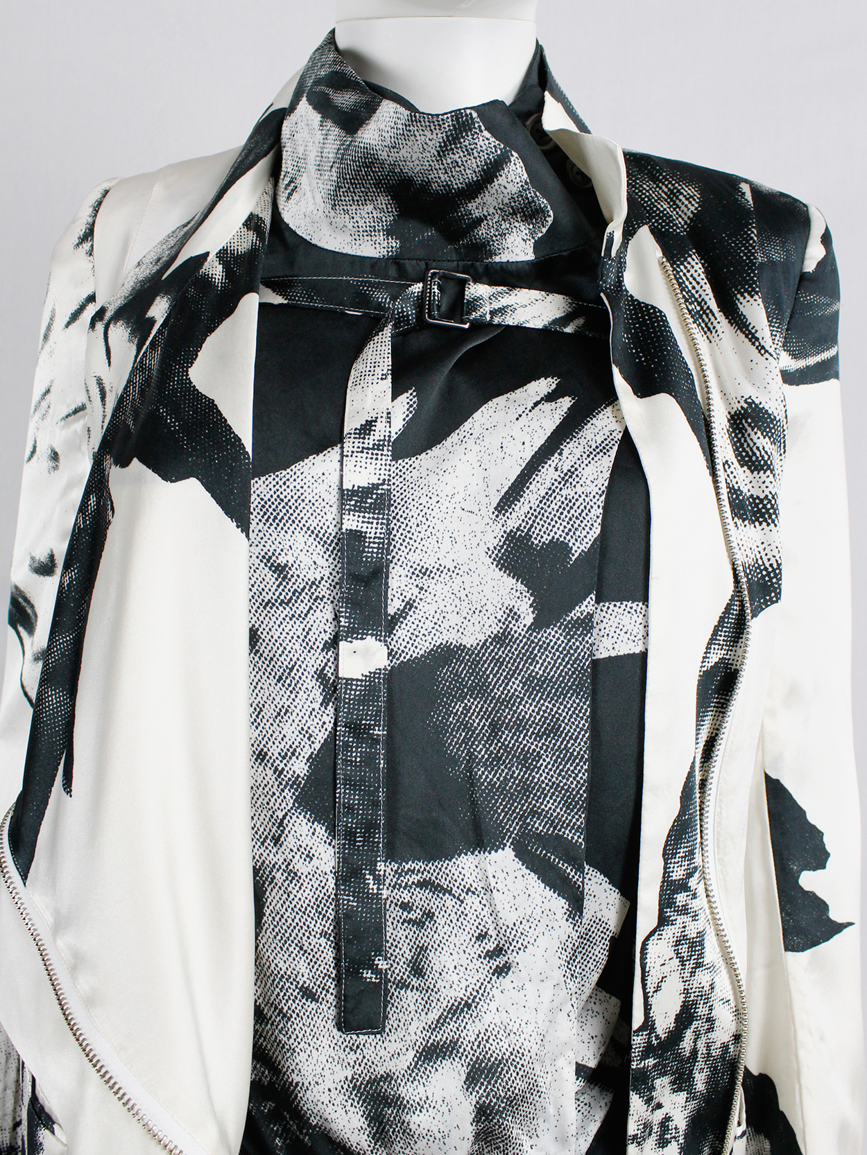 Ann Demeulemeester white asymmetric bird print jacket with inner 