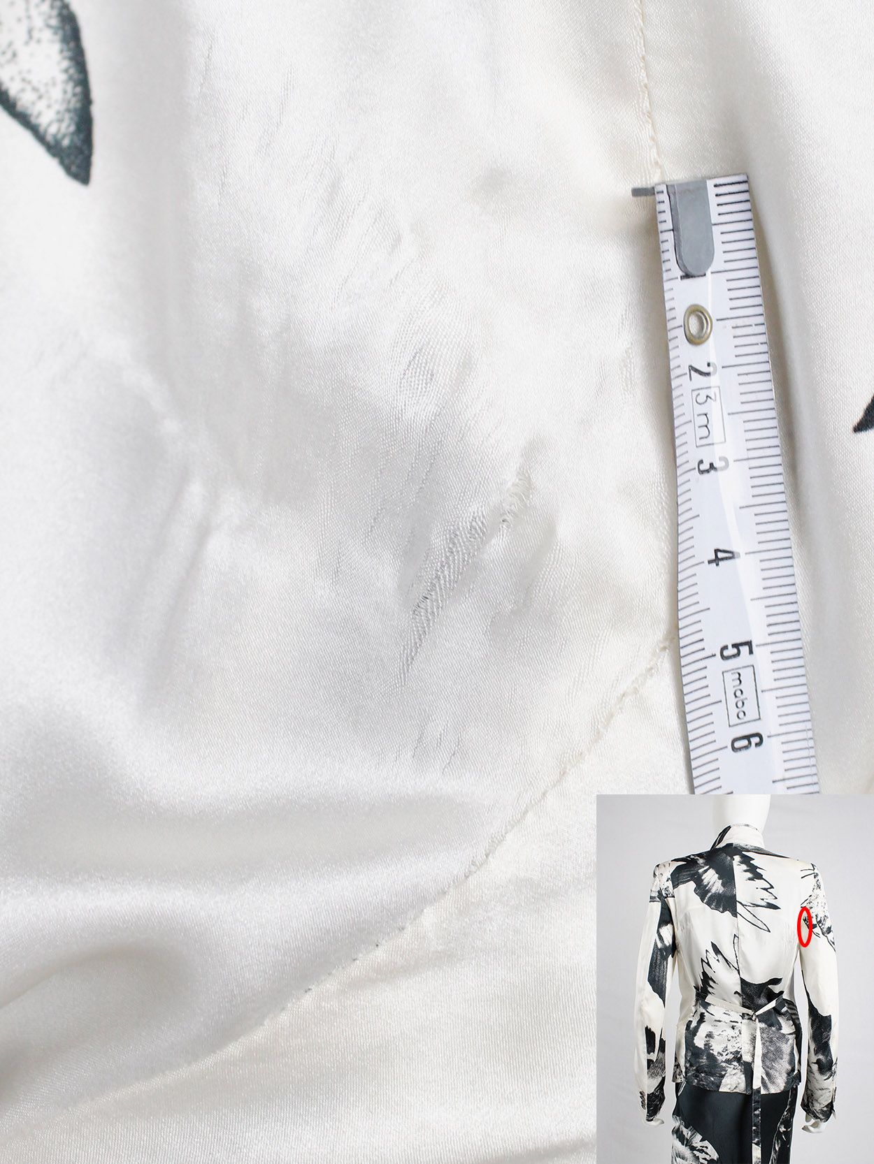 Ann Demeulemeester white asymmetric bird print jacket with inner 
