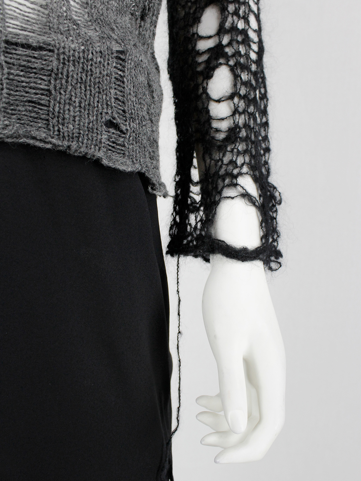Comme des Garçons tricot grey and black destroyed cardigan with 
