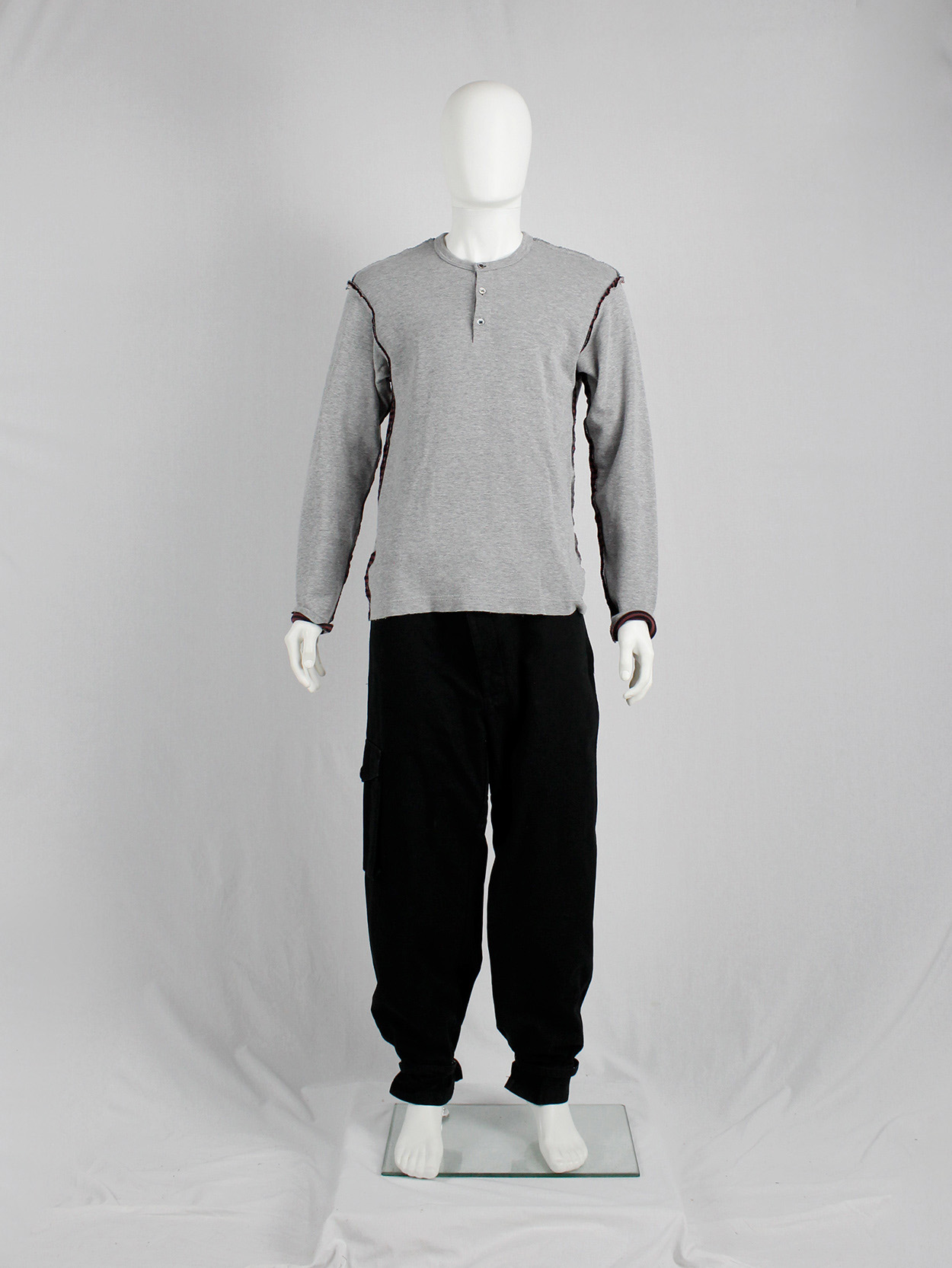 Comme des Garçons Homme grey jumper with inside out seams in Comme des Garçons Homme grey jumper with inside out seams in
