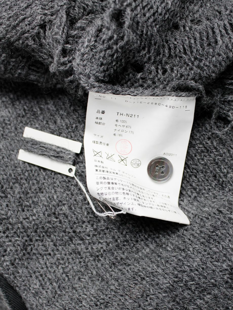 Comme des Garçons tricot grey and black destroyed cardigan Comme des Garçons tricot grey and black destroyed cardigan
