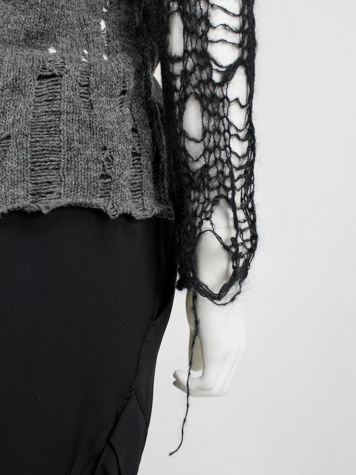 Comme des Garçons tricot grey and black destroyed cardigan Comme des Garçons tricot grey and black destroyed cardigan