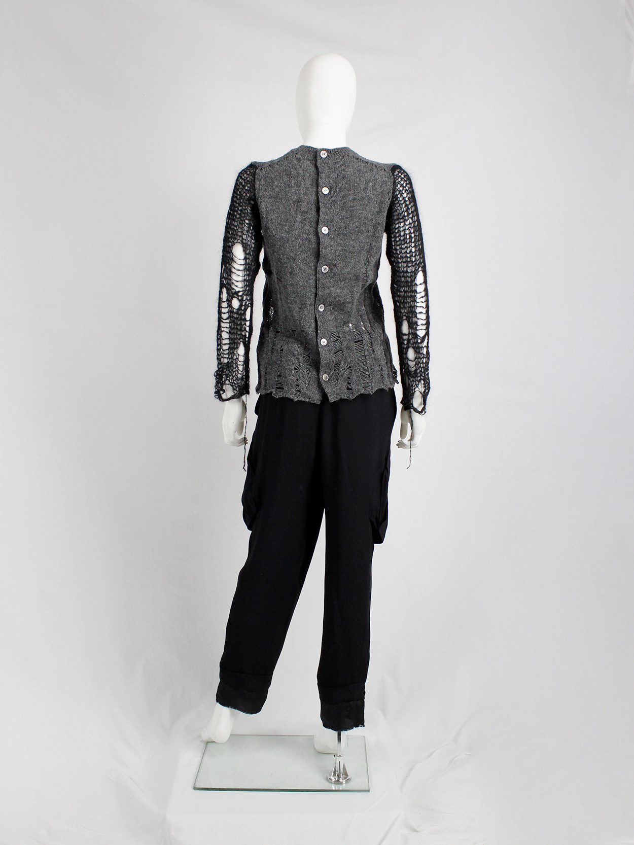 2006 tricot Comme des Garçons cardigan Comme des Garçons tricot grey and black destroyed cardigan