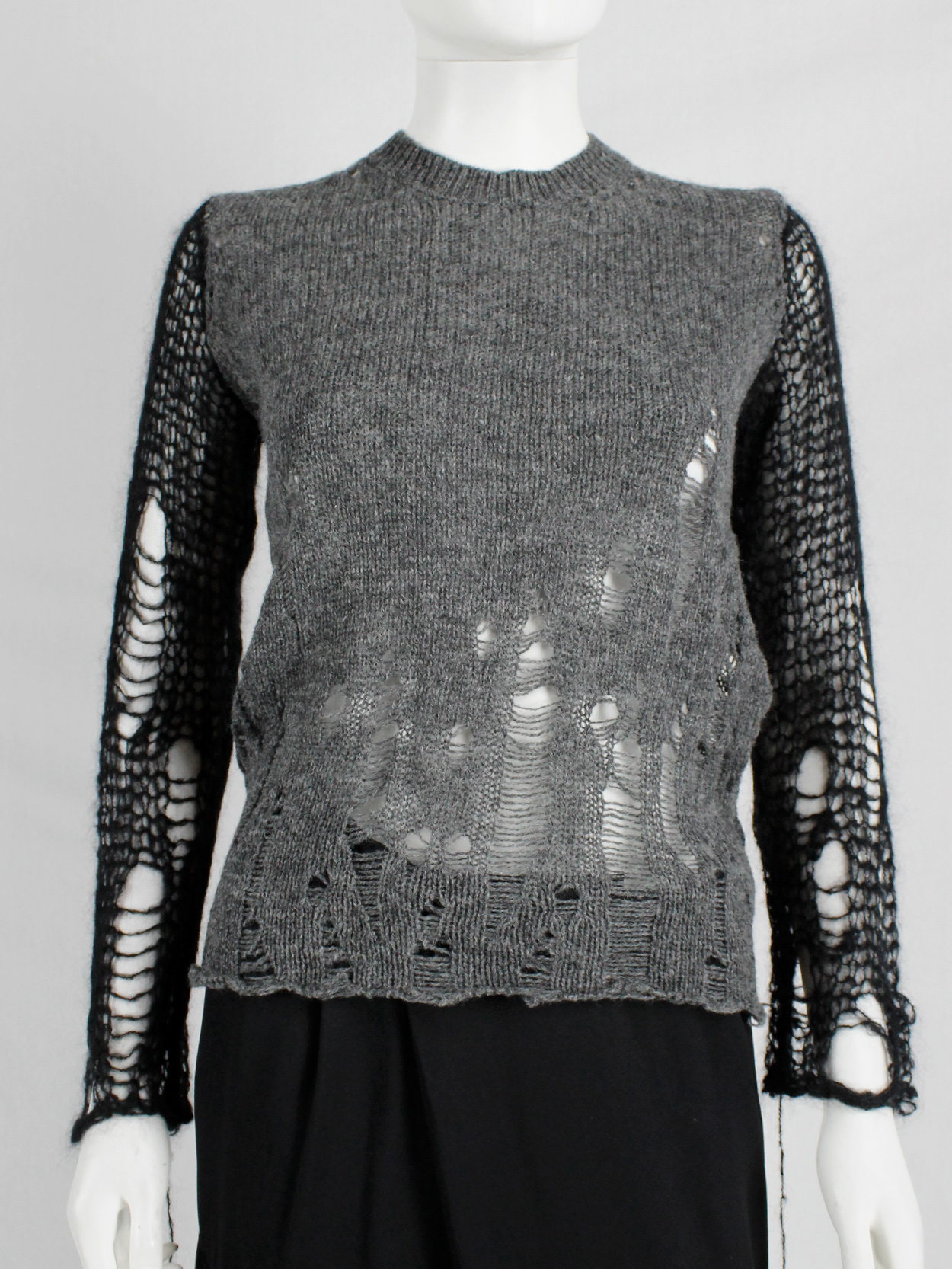 Comme des Garçons tricot grey and black destroyed cardigan Comme des Garçons tricot grey and black destroyed cardigan