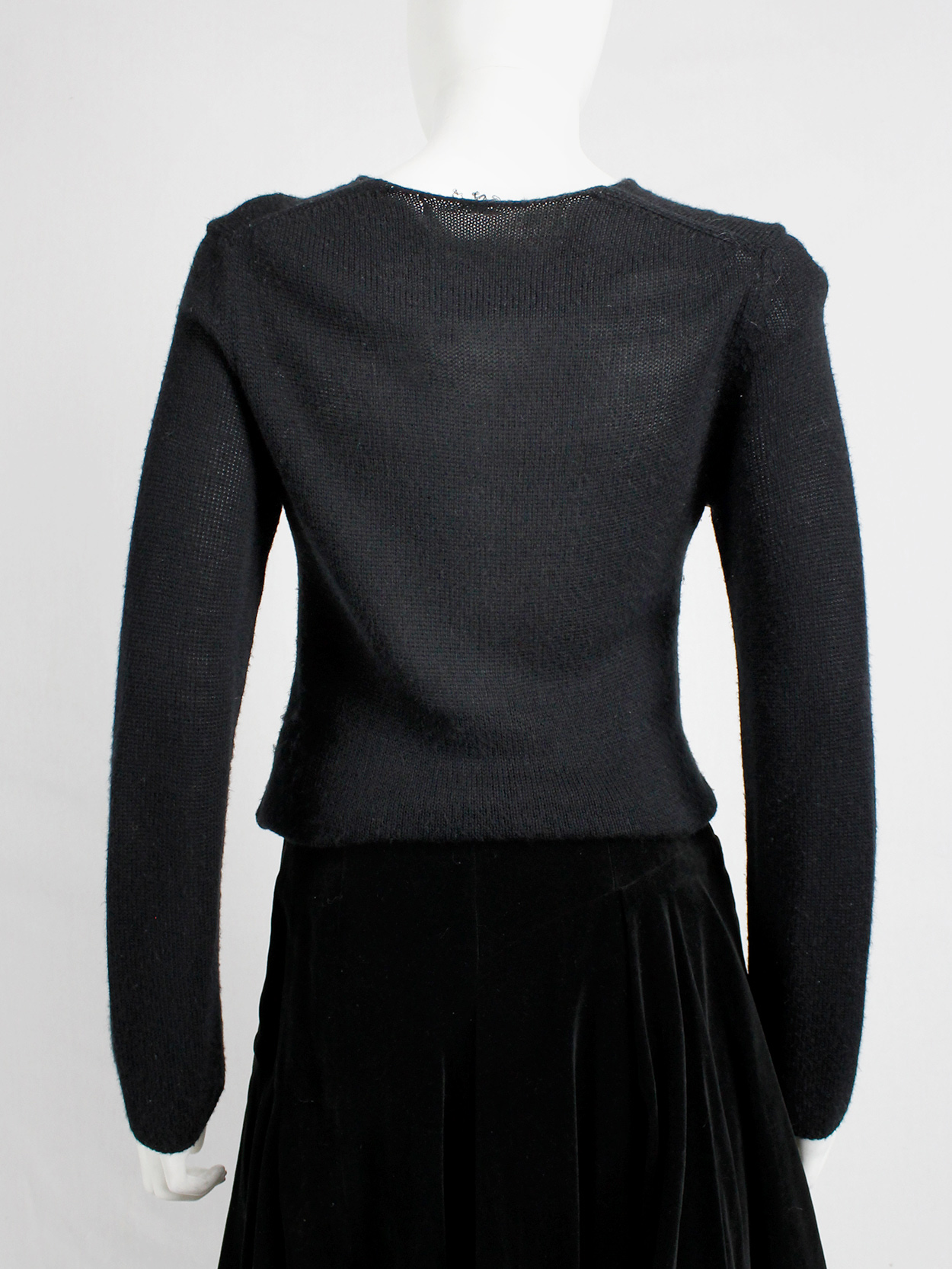 Comme des Garçons black woven jumper with holes — AD 2002 