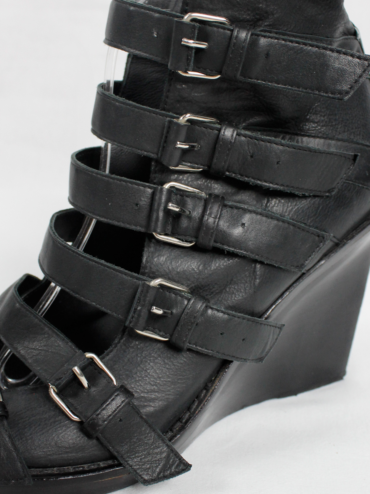 Ann Demeulemeester black wedge sandals with buckle belts (41 Ann Demeulemeester black wedge sandals with buckle belts (41