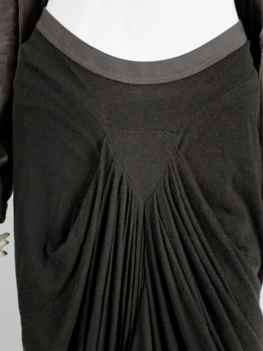 Rick Owens lilies brown skirt with pleated front and back cowl