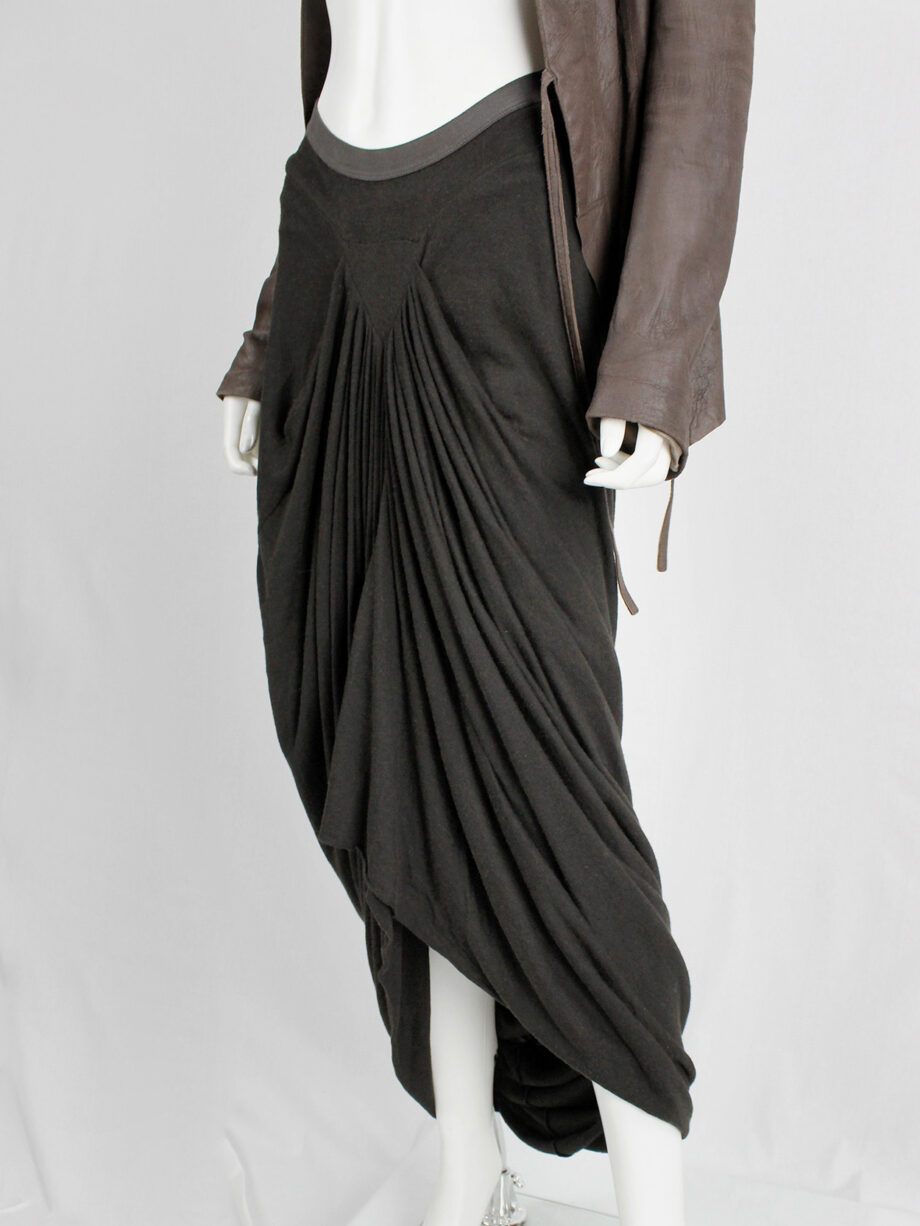 スカート archive Rick Owens Lilies skirt vintage Rick Owens lilies brown skirt with pleated front and back cowl