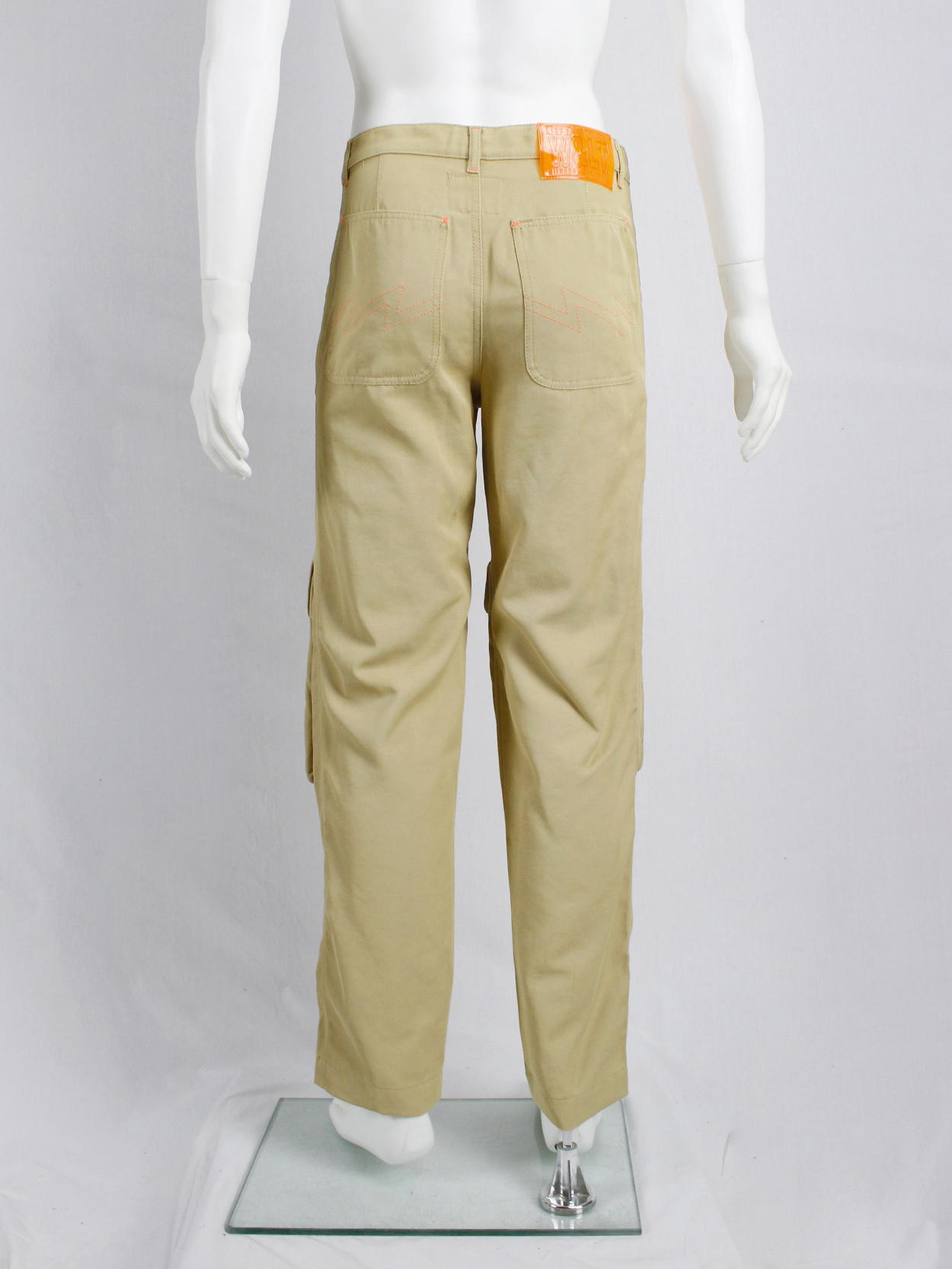 Walter Van Beirendonck W< beige trousers with kneepad