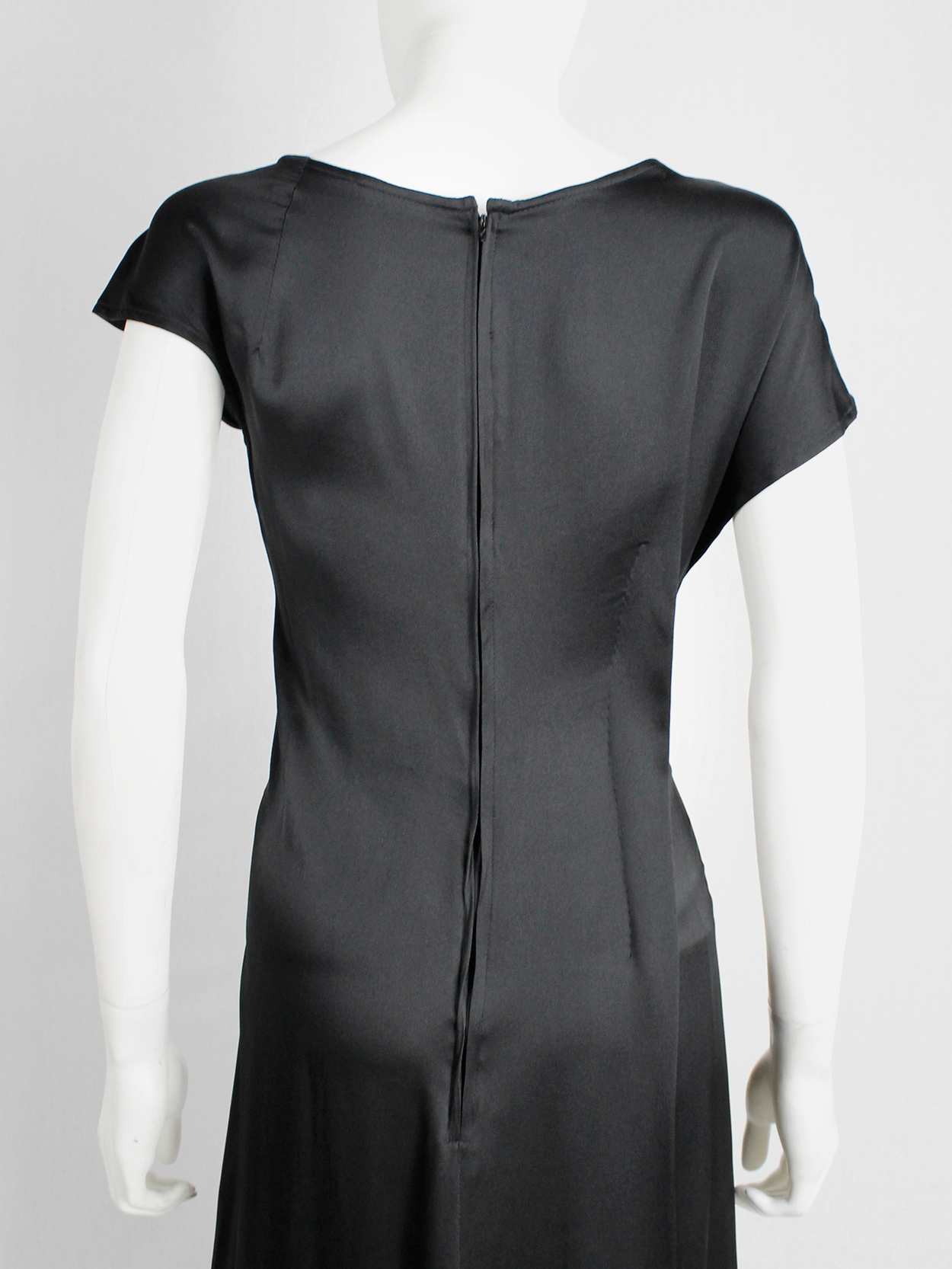 Yohji Yamamoto Noir black asymmetric maxi dress with large outside
