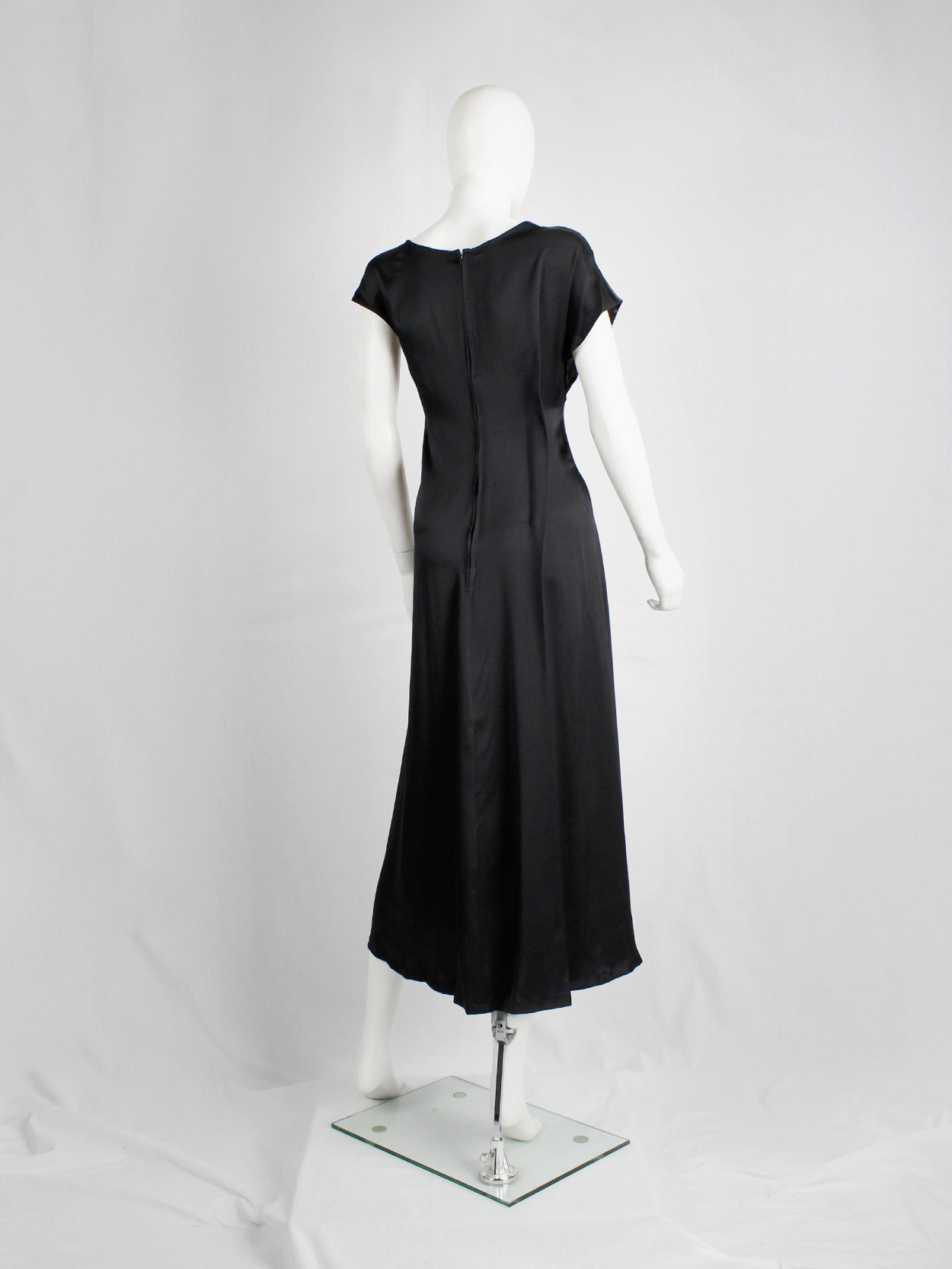 未使用級 Yohji Yamamoto +Noir long dress L Yohji Yamamoto Noir black asymmetric maxi dress with large outside