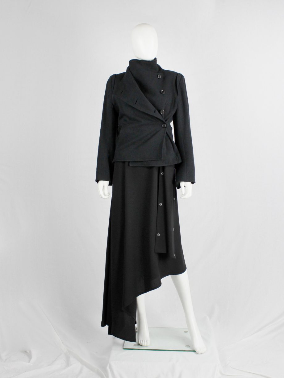ジャケット・アウター 2010s ANN DEMEULEMEESTER middle coat Ann Demeulemeester black coat with standing neckline and