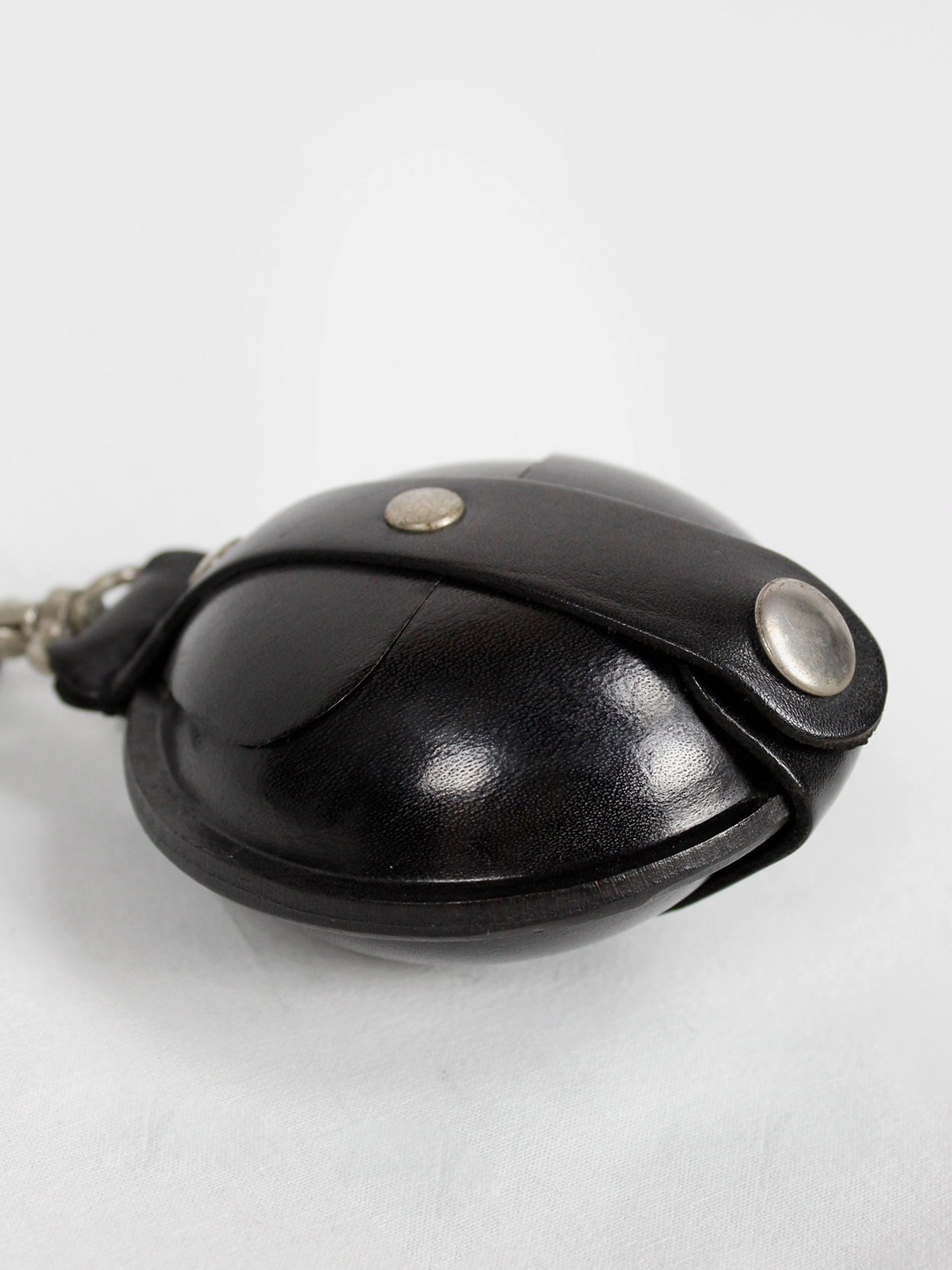 Ann Demeulemeester black large leather coin pouch on a necklace 