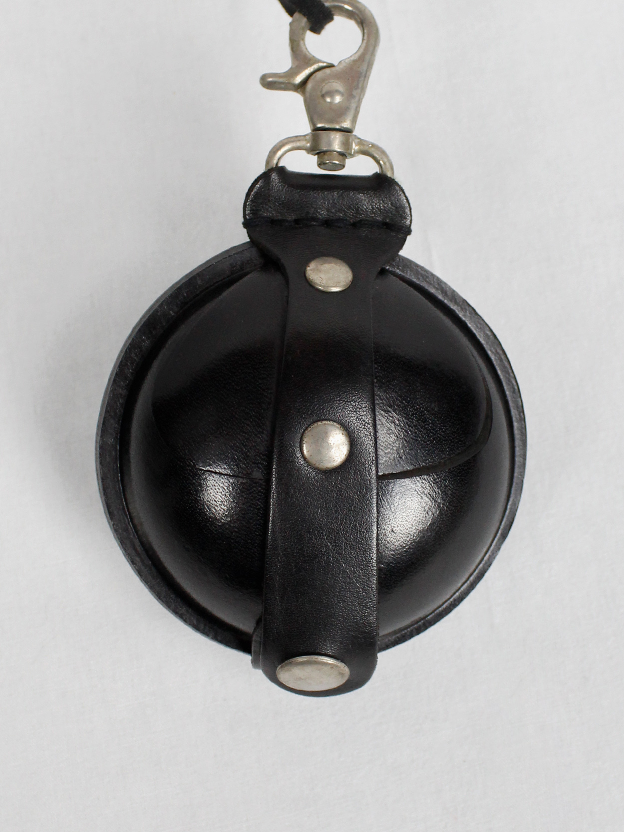 Ann Demeulemeester black large leather coin pouch on a necklace 