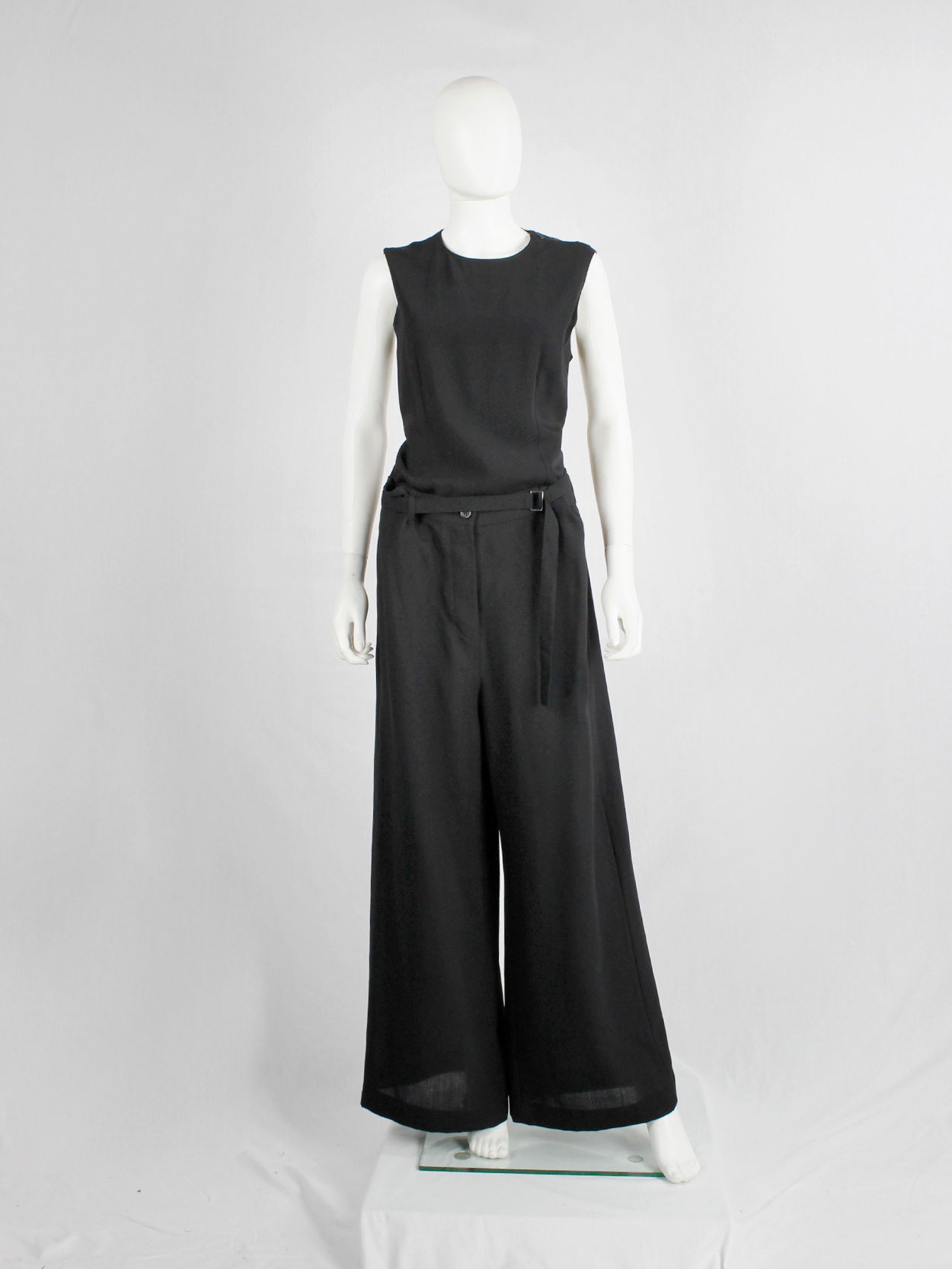 d*9様 ARCHIVE Ann Demeulemeester2003年WILD Ann Demeulemeester black wide trousers with belt buckle