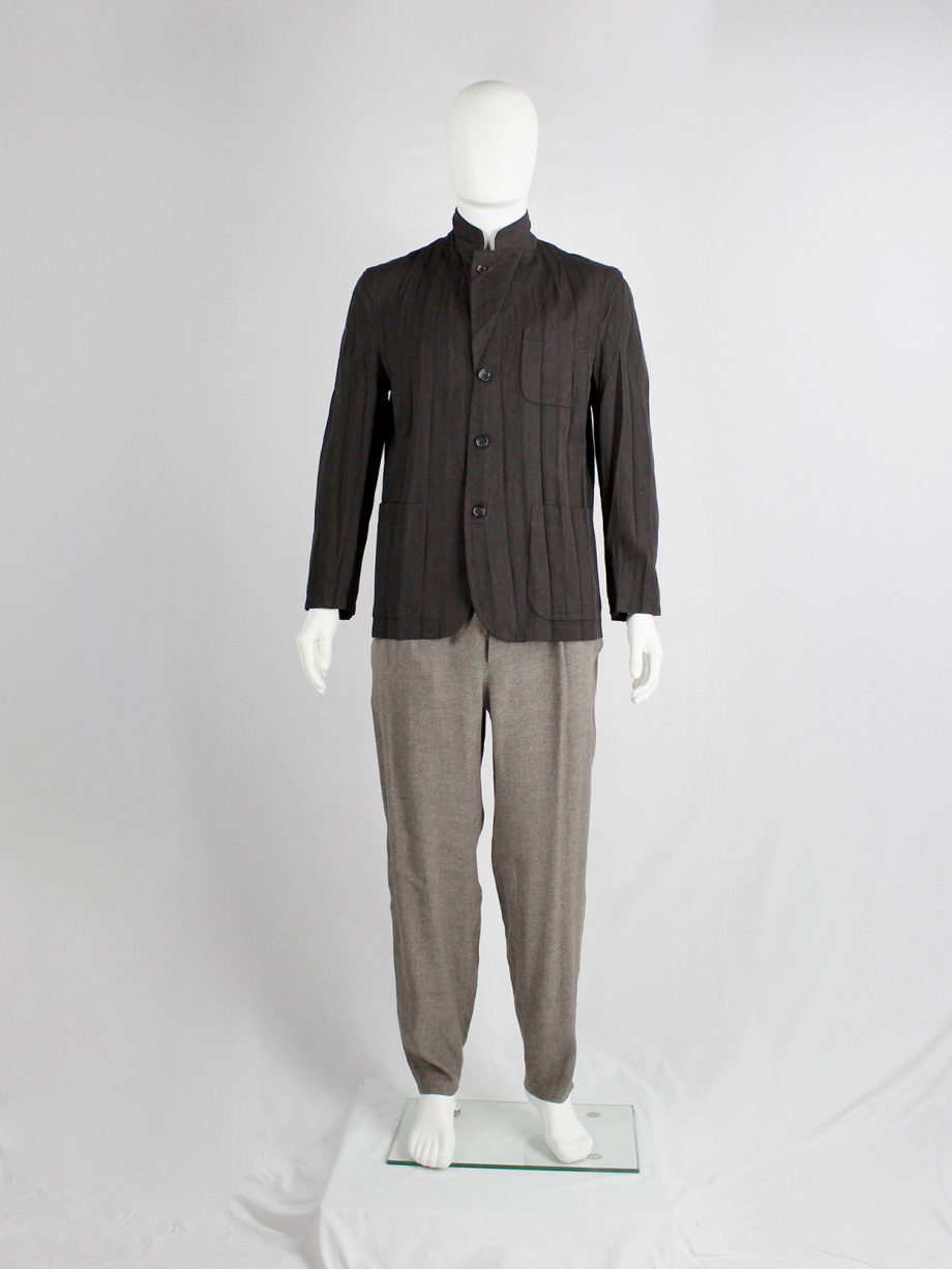 Comme des Garçons Homme brown blazer with pressed accordeon