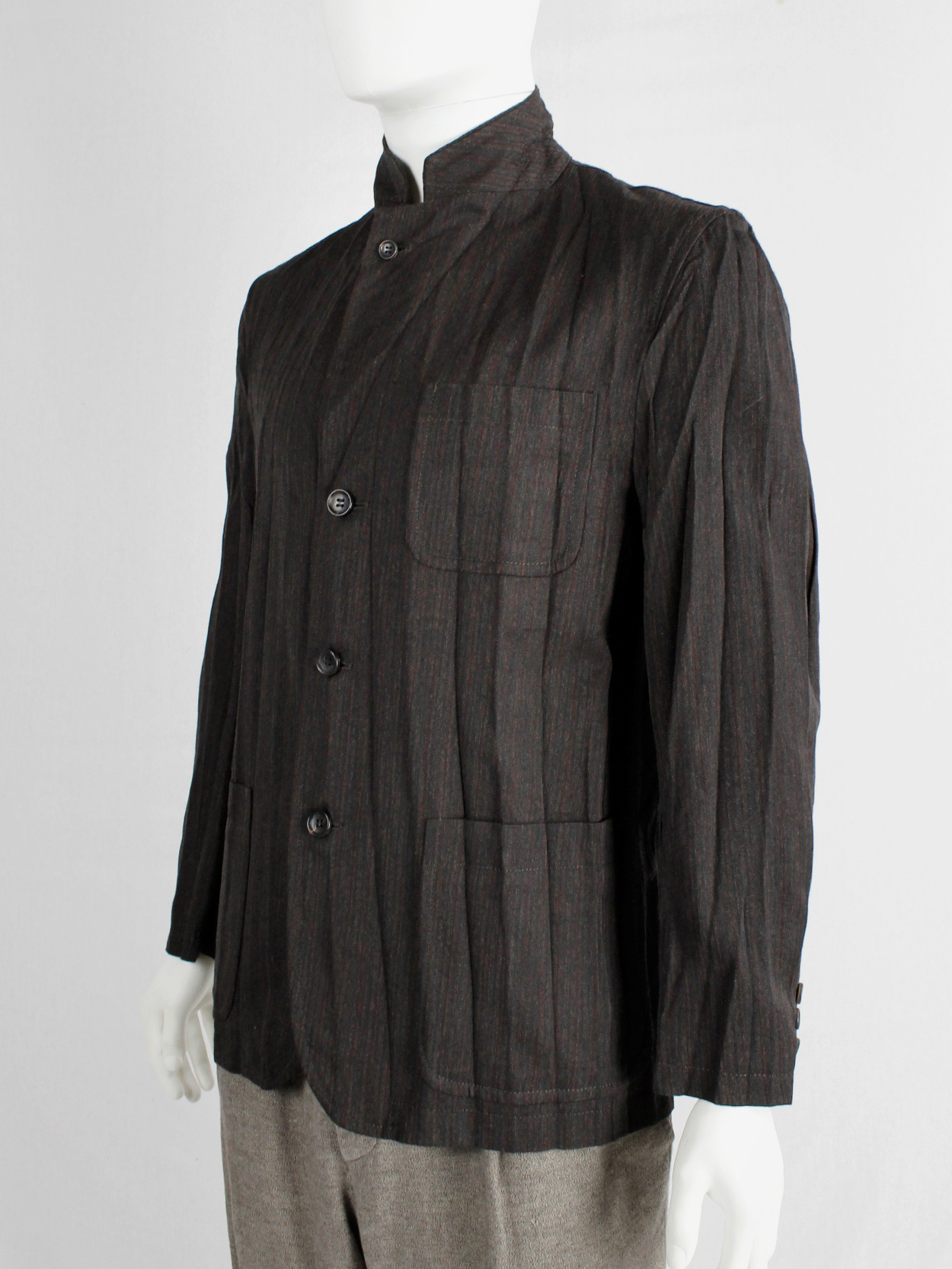 Comme des Garçons Homme brown blazer with pressed accordeon pleats 