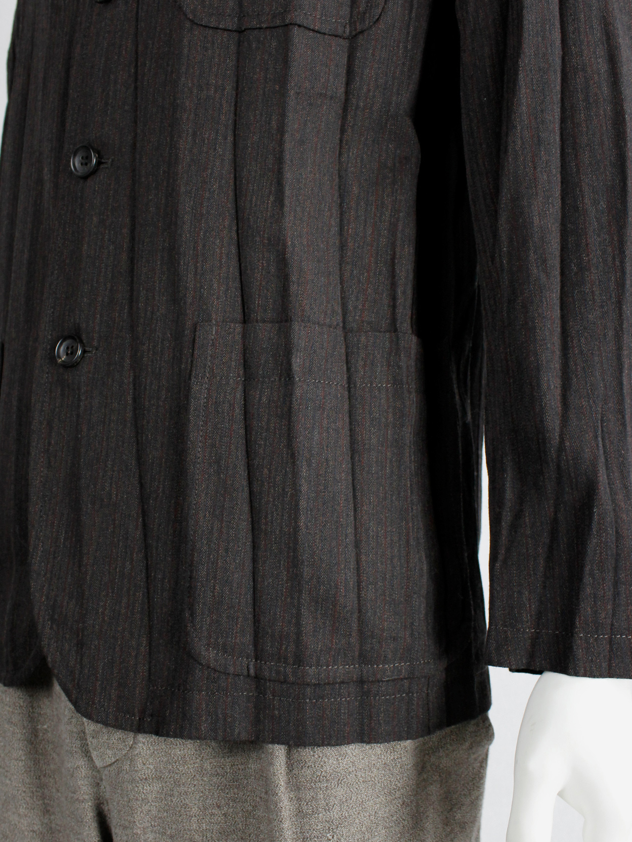 Comme des Garçons Homme brown blazer with pressed accordeon pleats 