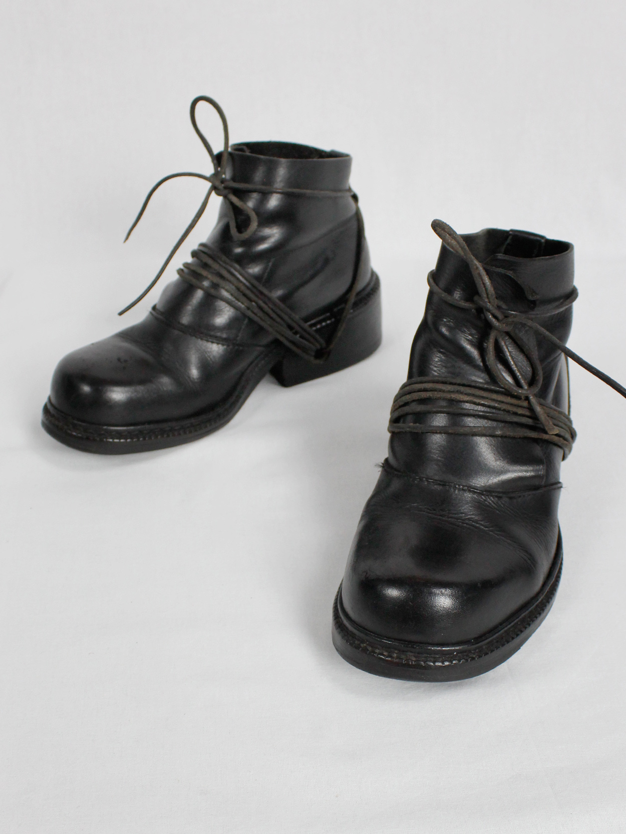 Dirk Bikkembergs black boots with flap and laces through the