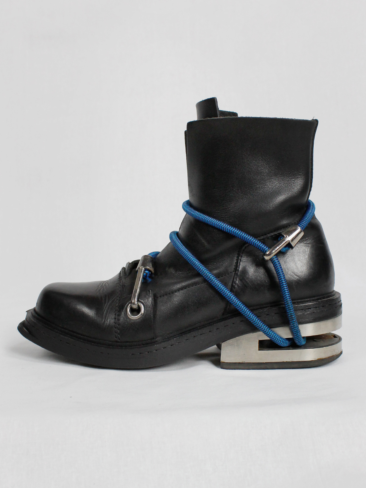 Dirk Bikkembergs black mountaineering boots with metal heel and 