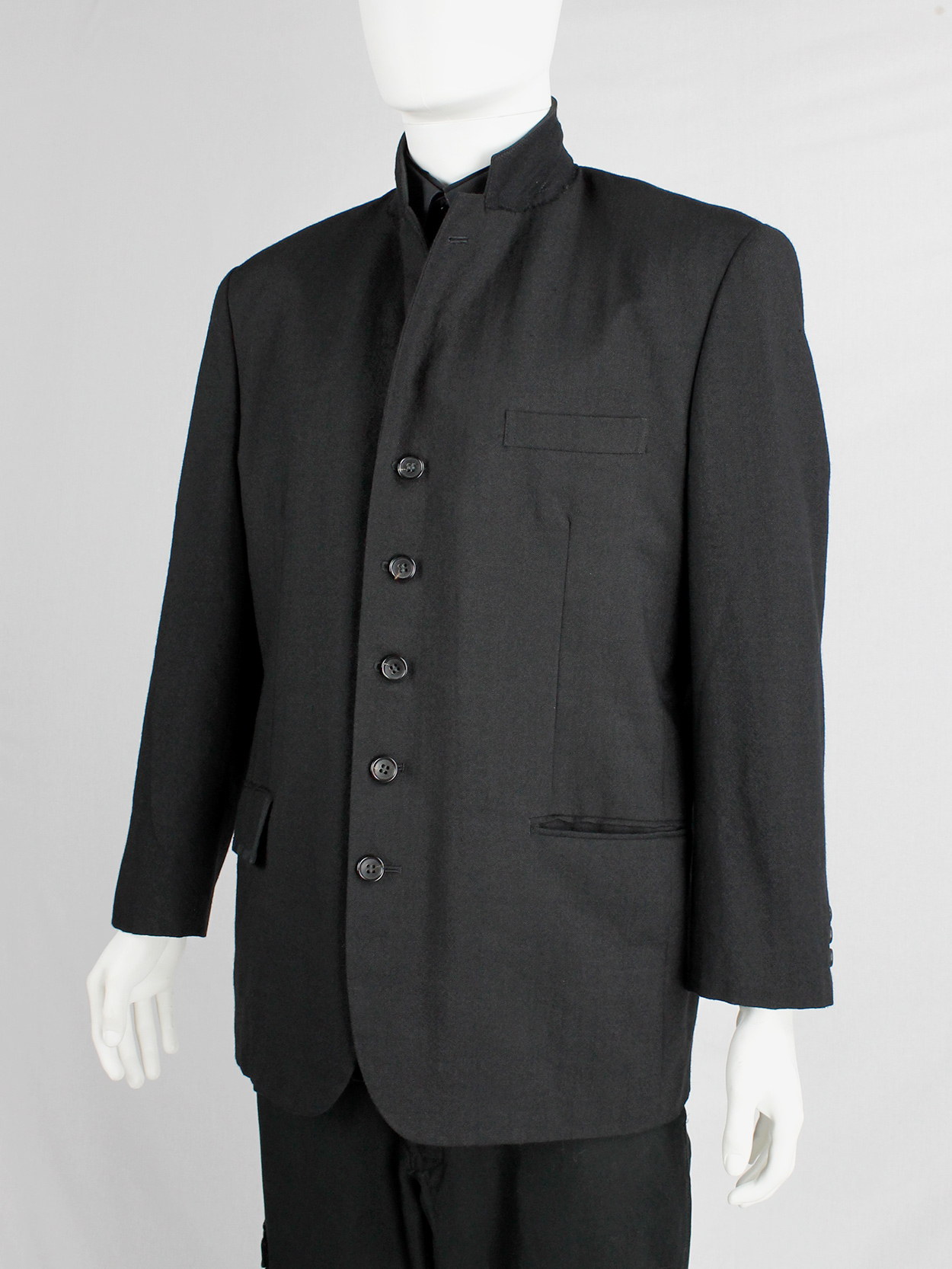 Comme des Garçons Homme black five-button blazer with 3 different