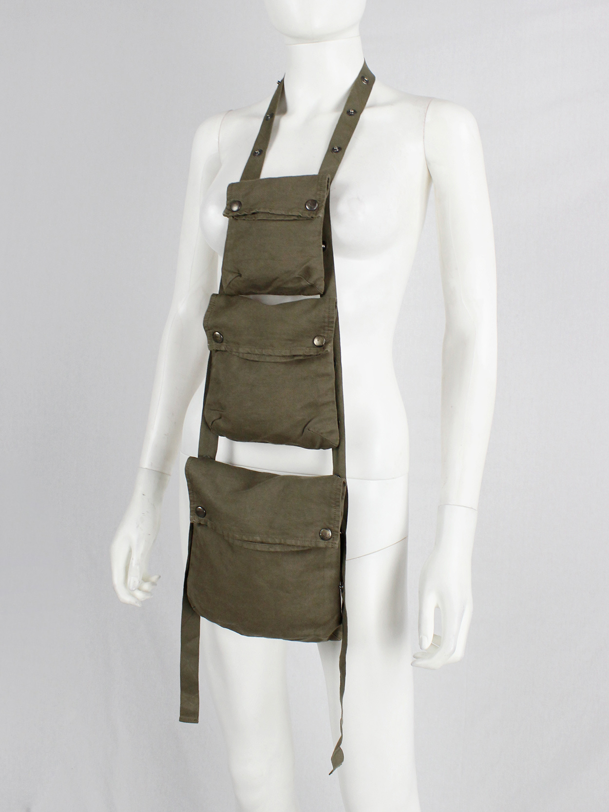 Maison Martin Margiela 6 khaki green bag with modular cargo 