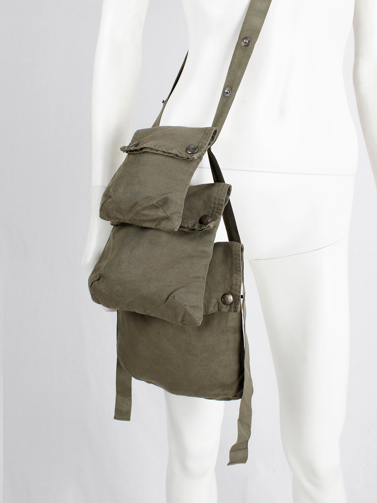 Maison Martin Margiela 6 khaki green bag with modular cargo 