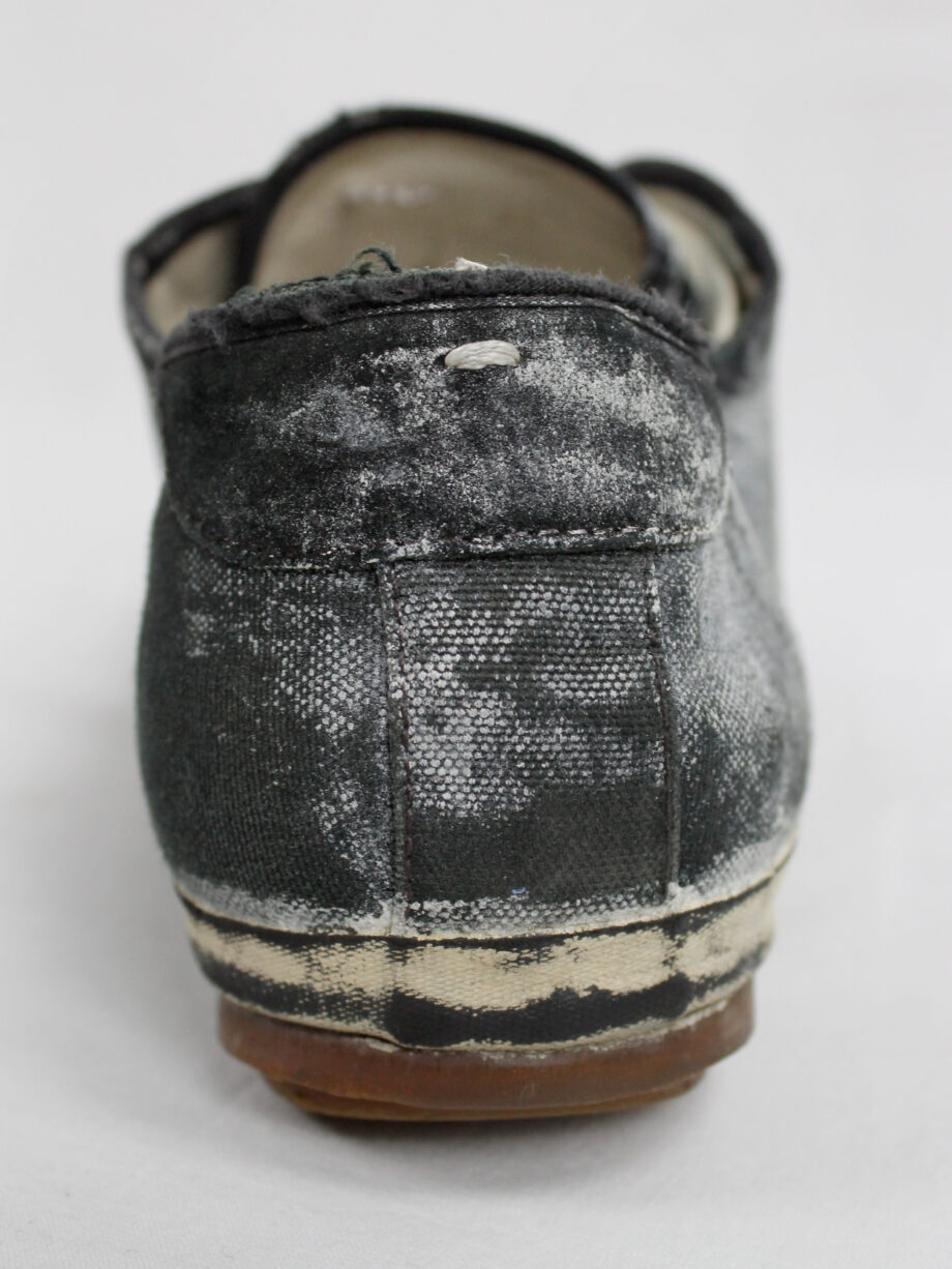 Maison Martin Margiela black and blue canvas sneakers painted in