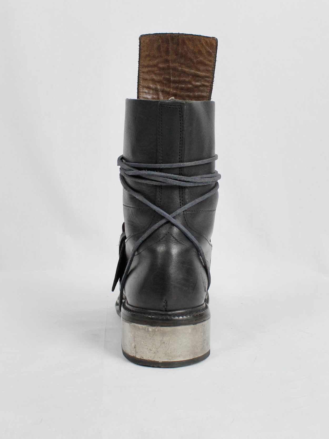 Dirk Bikkembergs black tall boots with belt strap and laces (44
