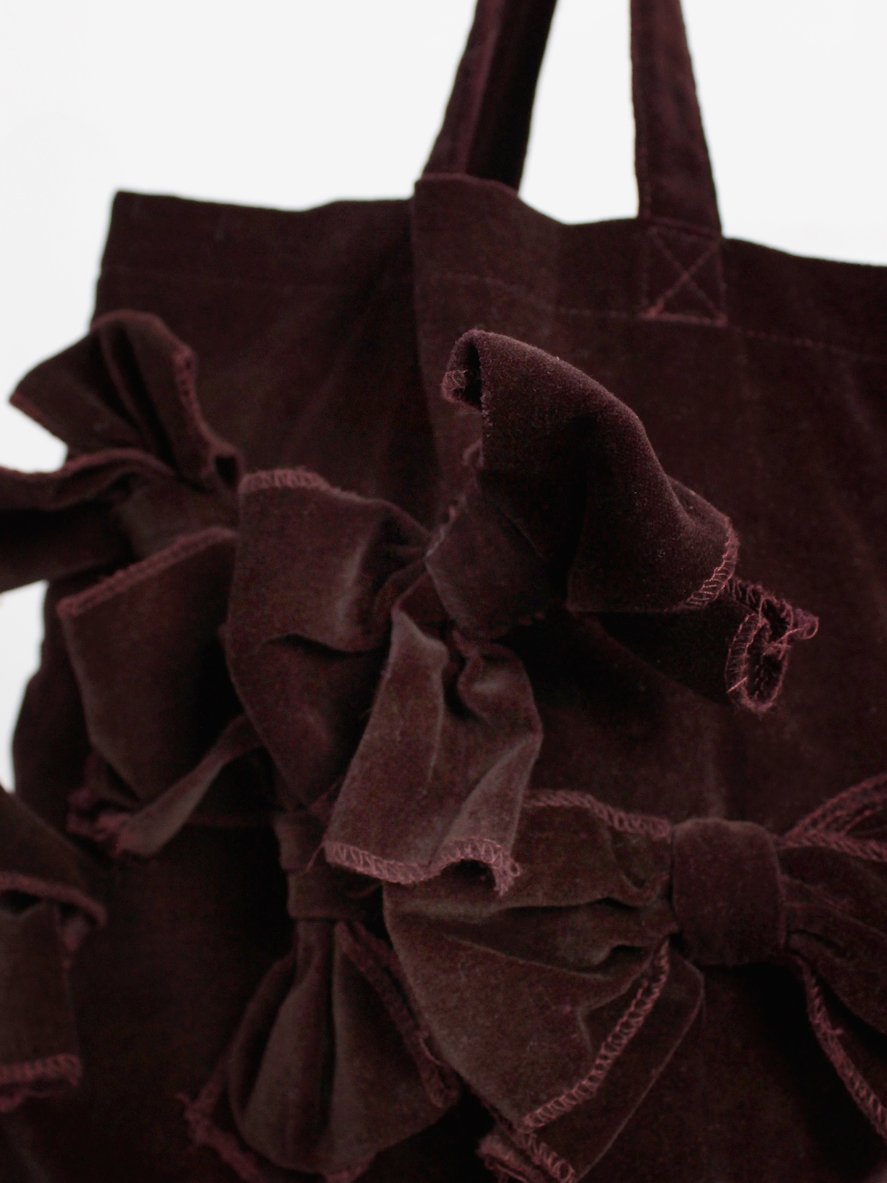 Comme des Garçons Comme burgundy velvet tote bag covered in  display picture 1