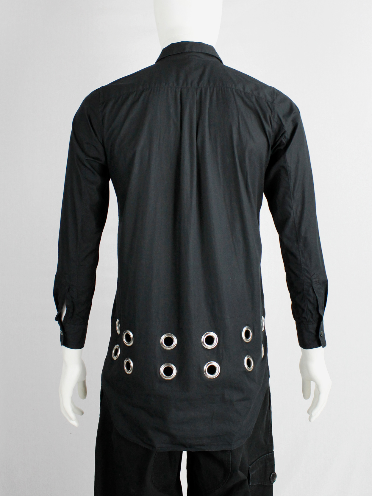Comme des Garçons black shirt with rows of oversized silver Comme des Garçons black shirt with rows of oversized silver