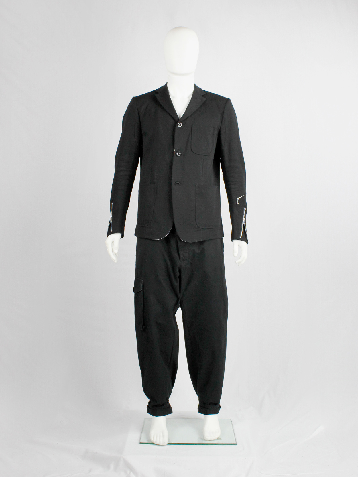 Junya Watanabe Man black blazer with biker details and panel