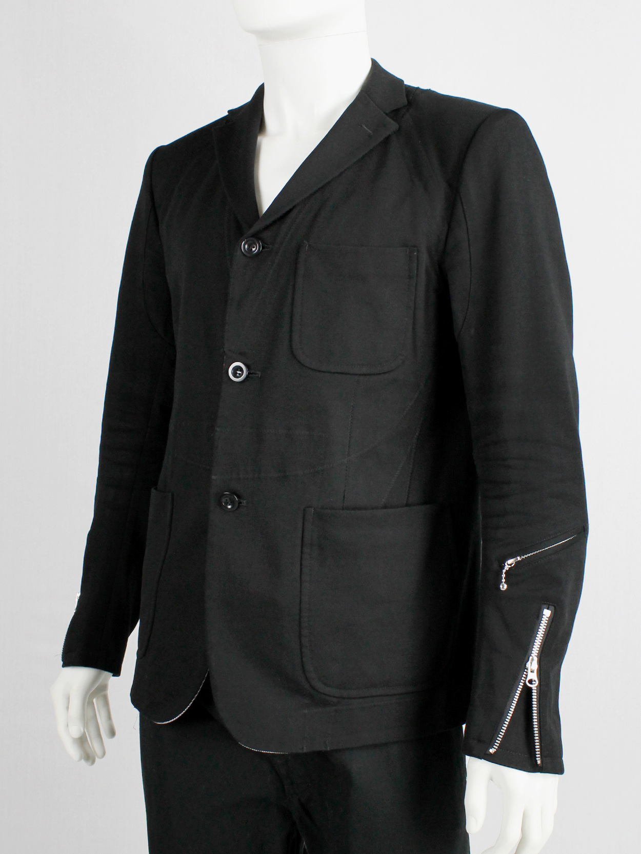Junya Watanabe Man black blazer with biker details and panel