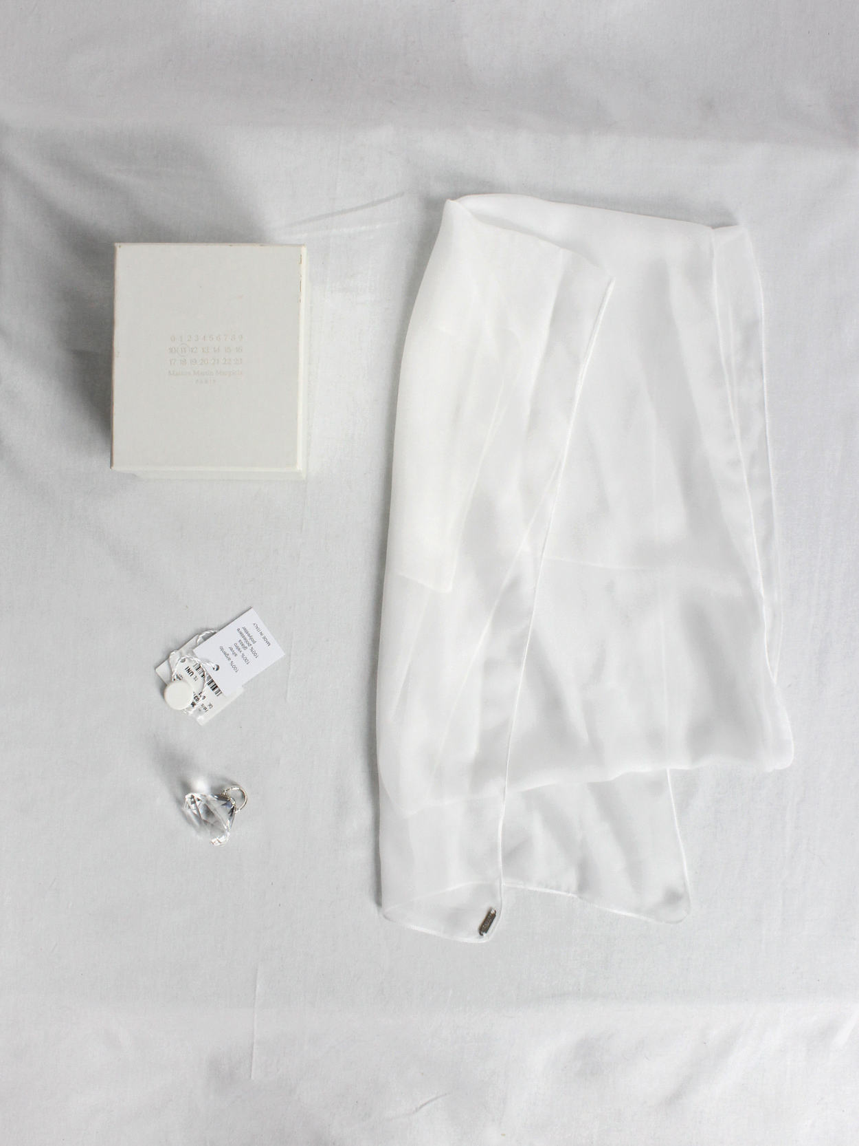 Maison Martin Margiela white scarf necklace with oversized diamond 