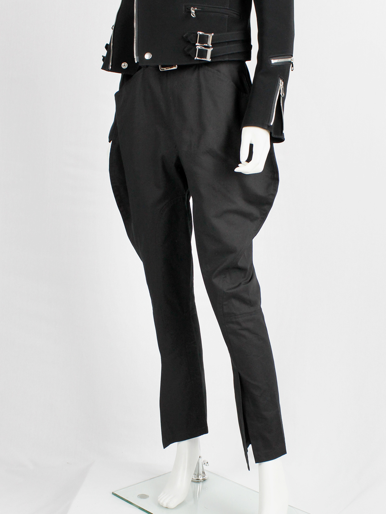 彫刻 Black Pants Yohji Yamamoto black horse riding trousers with panels