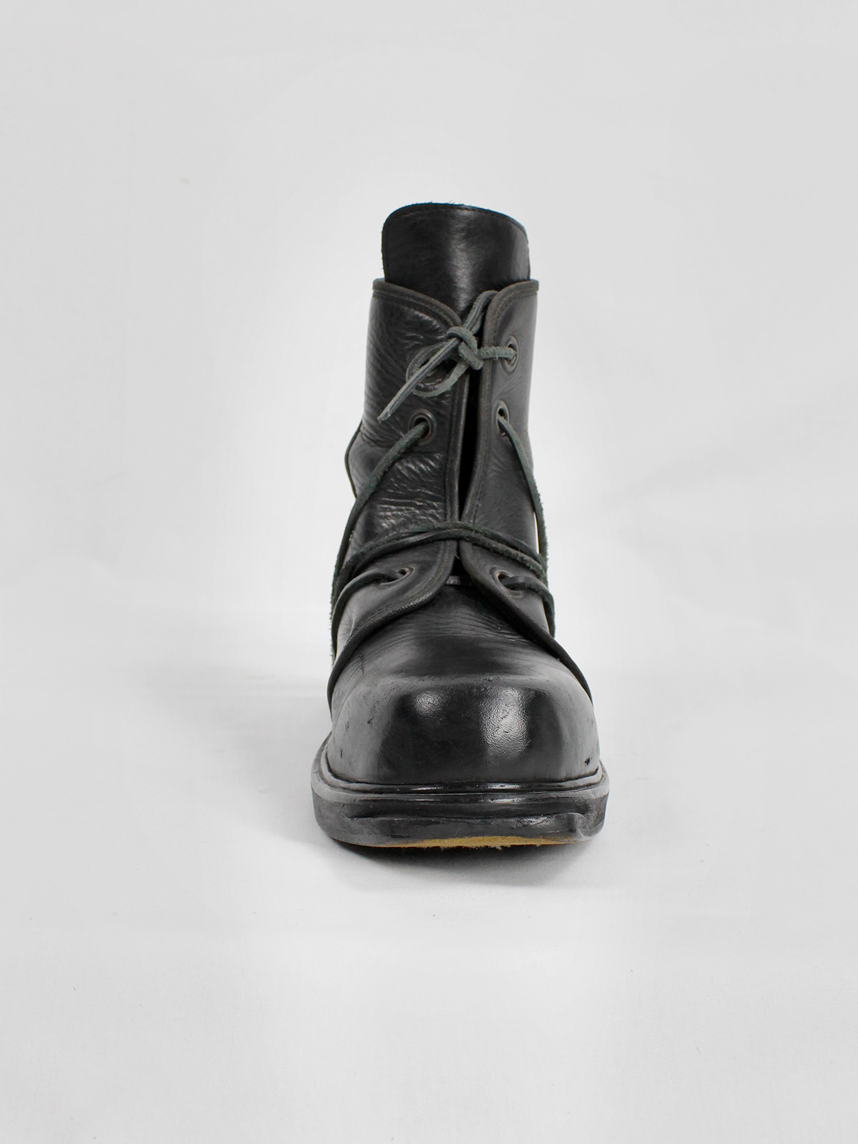 Dirk Bikkembergs black cut out mountaineering boots with laces 