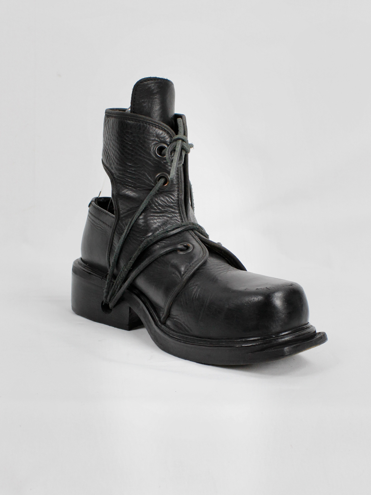 Dirk Bikkembergs black cut out mountaineering boots with laces 